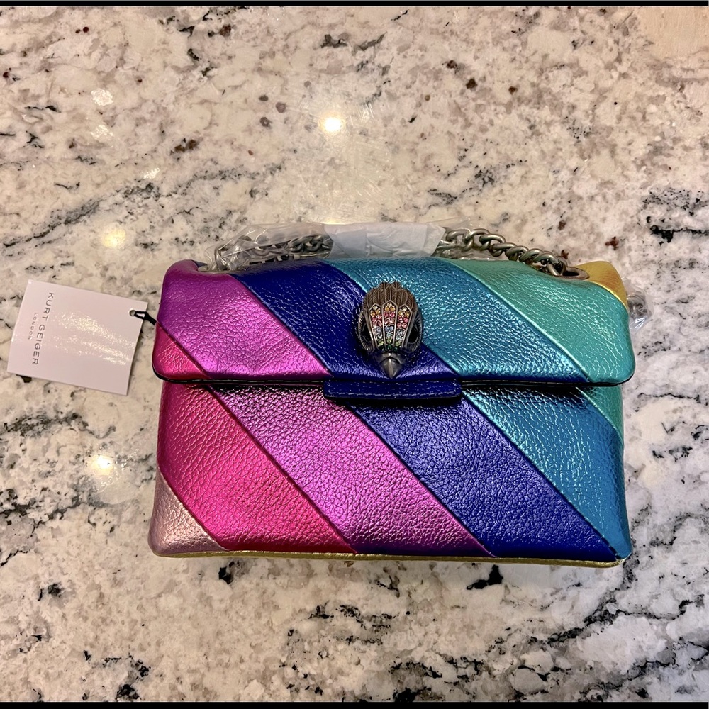 Kurt Geiger Mini Kensington Metallic Rainbow Stripe Crossbody